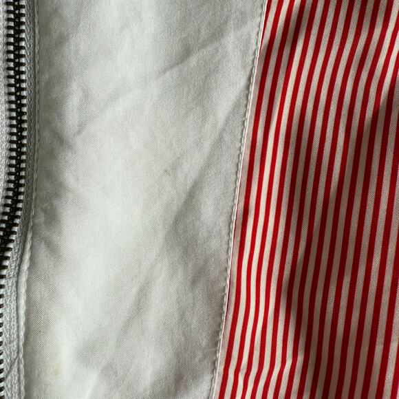 Tail Vintage 80s 90s White & Red Striped Zip Windbreaker Jacket L - Picture 8 of 9